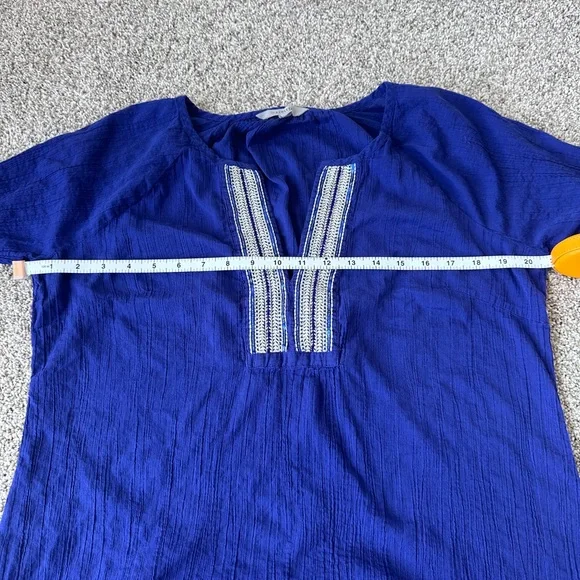 Athleta 100% Cotton Medium Blue Beaded Tunic Top / Beach Cover-Up – Size M - Picture 6 of 10